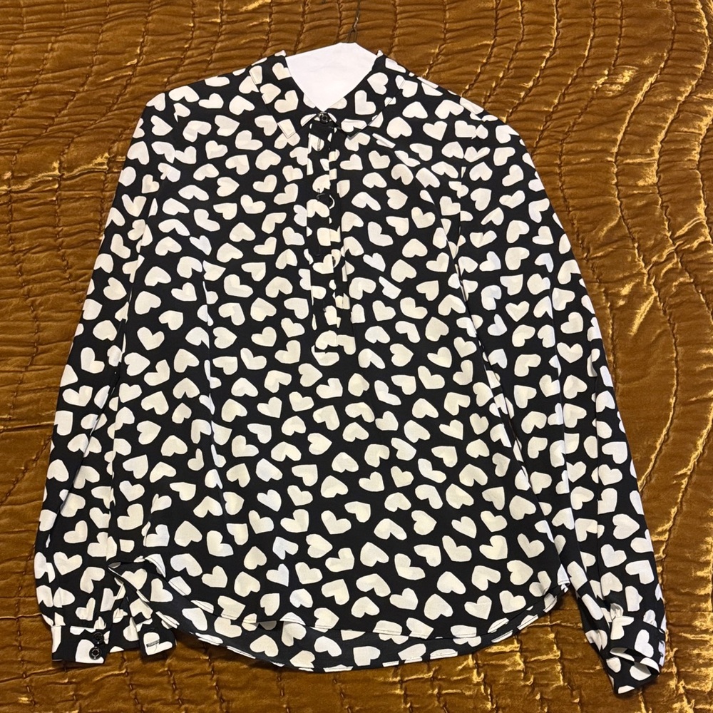 Kate Spade Black and Cream Heart Blouse